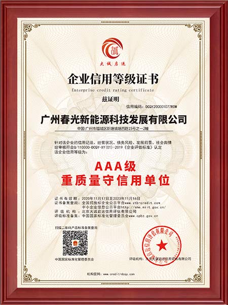 重质量守信用单位证书